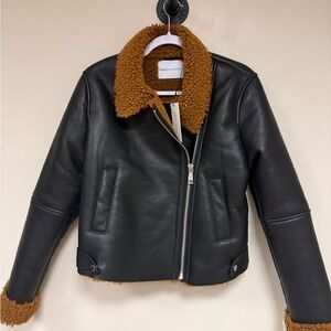 Rebecca Minkoff Black Leather Jacket with Tan Accents $295 new with tags